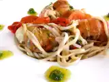Recette Spaghettis aux langoustines, tomates cerise et pesto