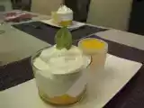Recette Verrine de mangue, espuma pina colada, coulis de fruits de la passion