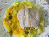 Recette Filet de lieu sur fondue de poireau à la mandarine