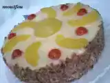 Recette Superbe gâteau aux pêches, nougatine maison