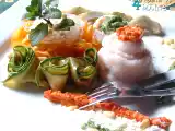 Recette Turbans de sole, tagliatelles de légumes et duo de pesto