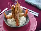 Recette Risotto au parmesan et crevettes flambées au porto