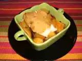 Recette Cabillaud au beurre de chataîgnes, pommes de terre et échalotes au four