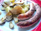 Recette Pommes de terre écrasées aux cèpes et... saucisses grillées!