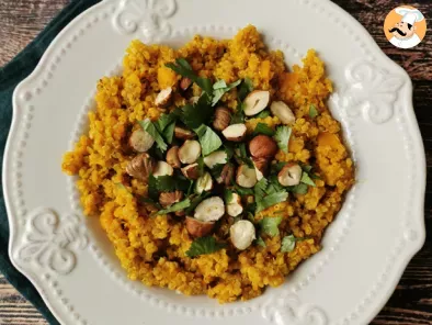 Recette Risotto végétarien au quinoa, butternut, noisettes et coriandre - quinotto