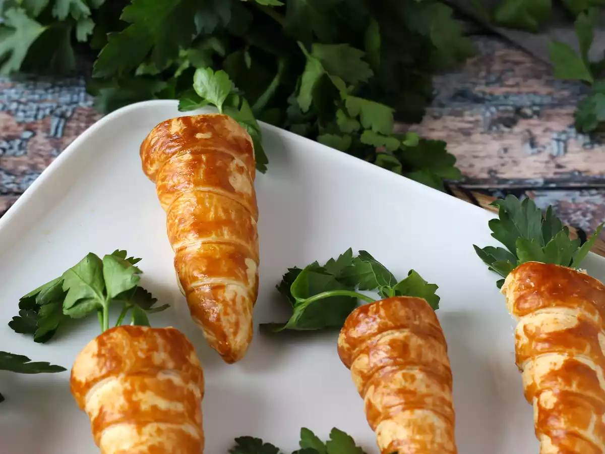 Carottes feuilletées trop mignonnes pour l'apéro de Pâques: fromage de chèvre et tomates séchées - photo 3