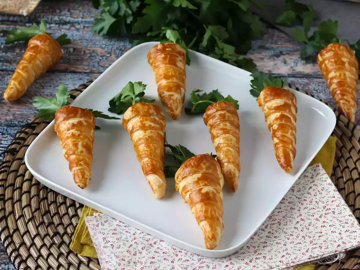 Carottes feuilletées trop mignonnes pour l'apéro de Pâques: fromage de chèvre et tomates séchées