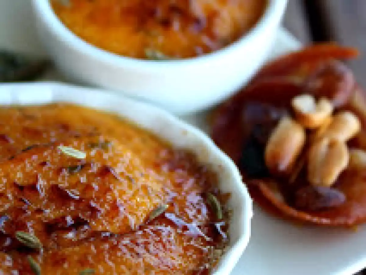 Crème brûlée de butternut, vanille, graines de fenouil et thym
