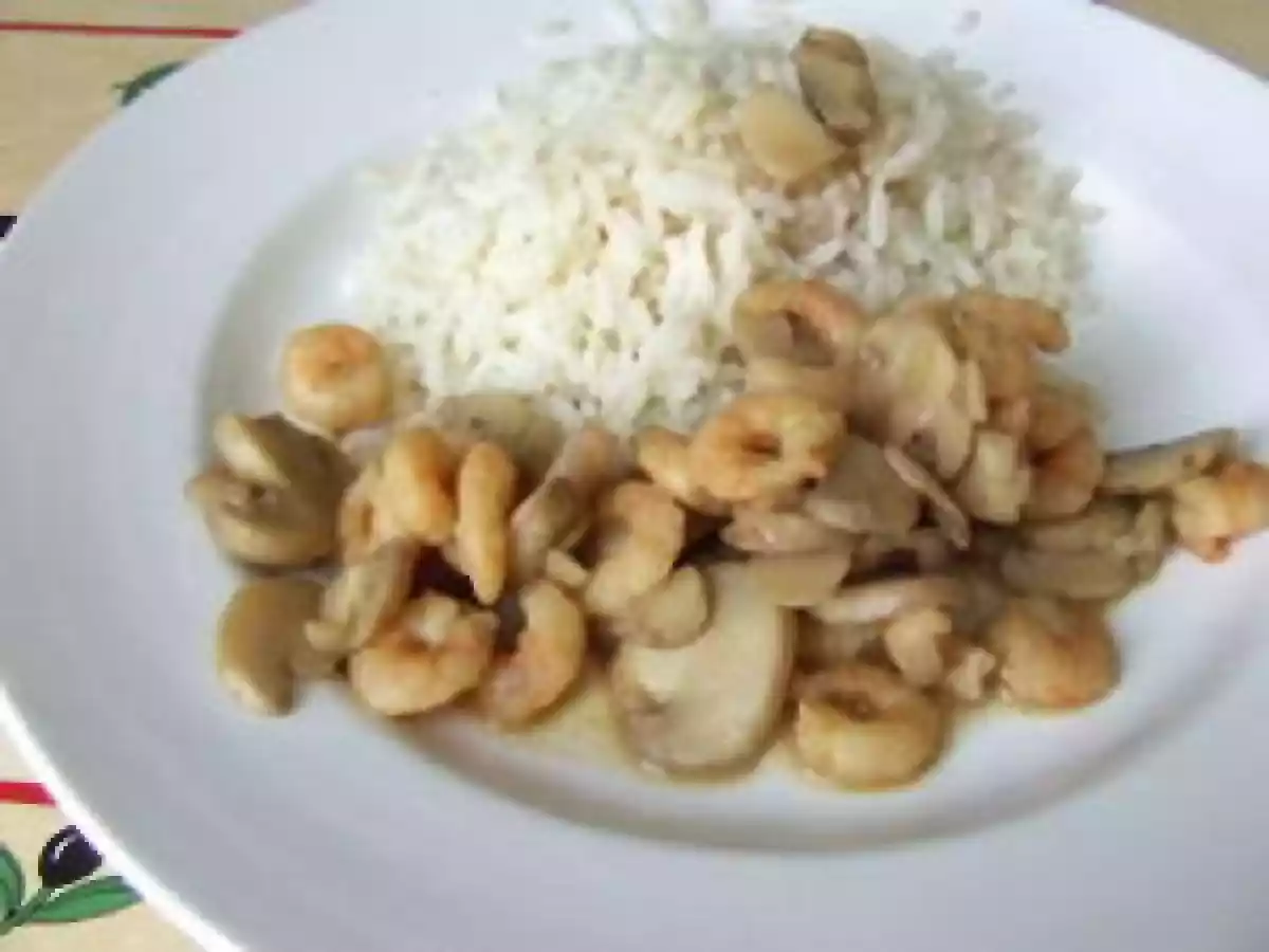 Crevettes sauce moutarde