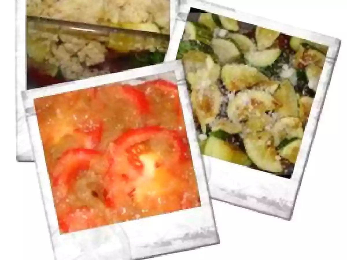 Crumble courgettes, tomates, parmesan et conflit d'oignons