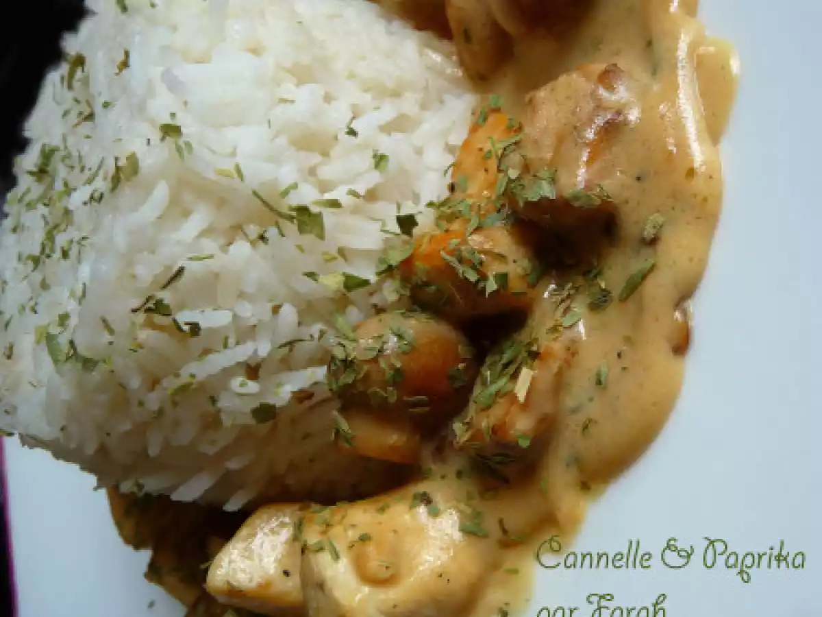 Émincés de poulet aux champignons sauce moutarde & estragon