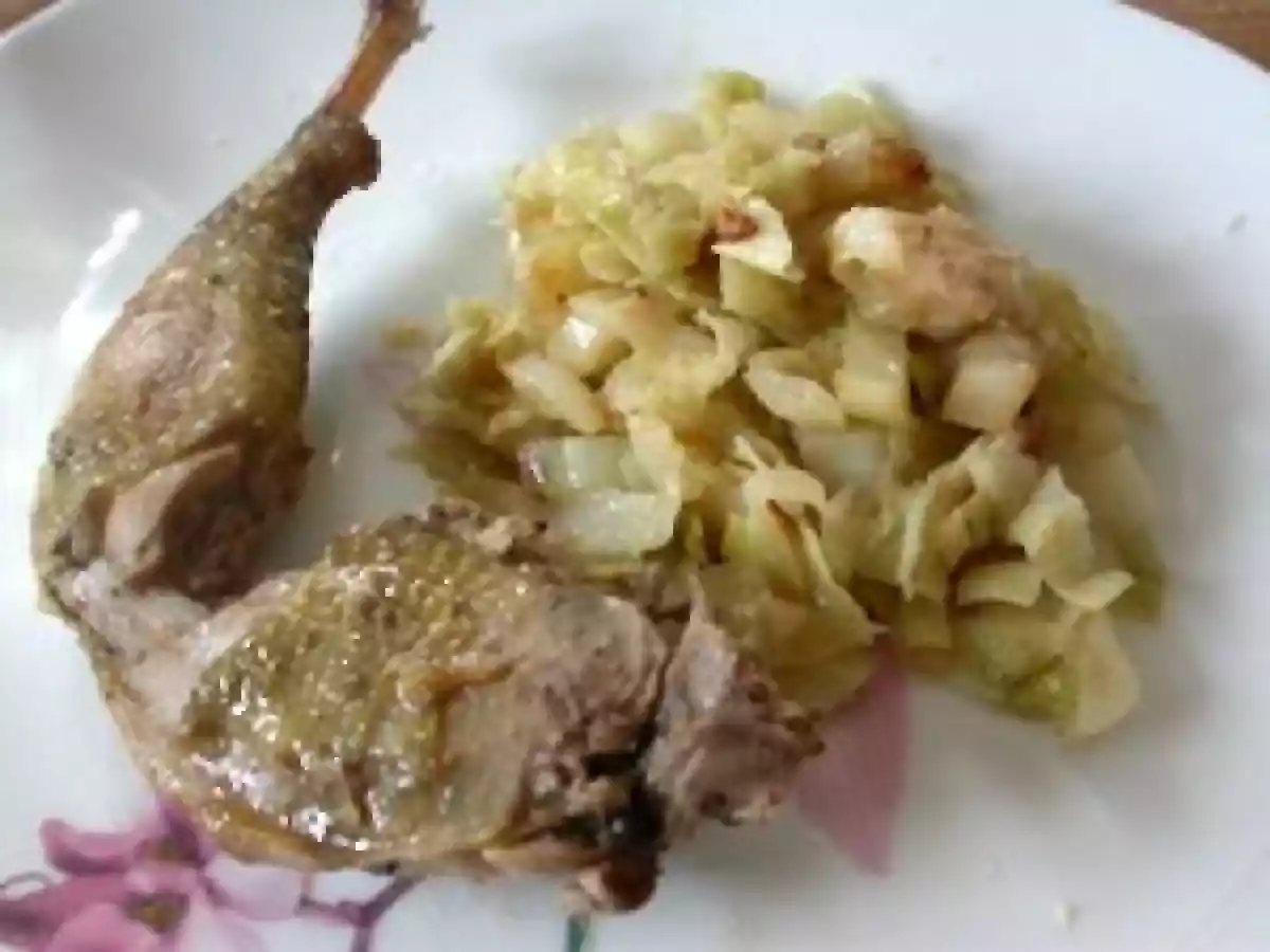 Faisan roti, chou au cumin