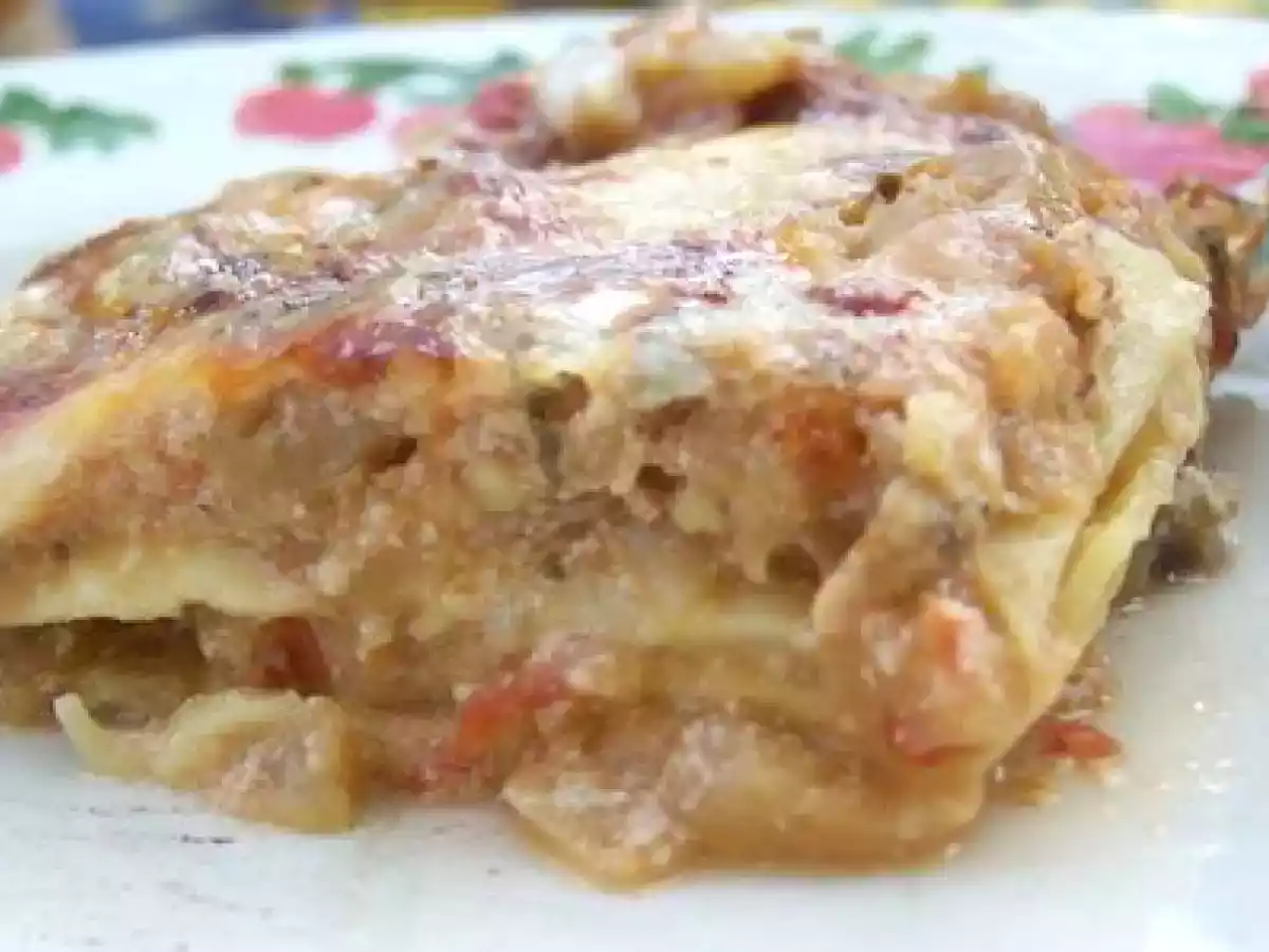 Lasagnes aux aubergines et à la ricotta gratinées au gorgonzola