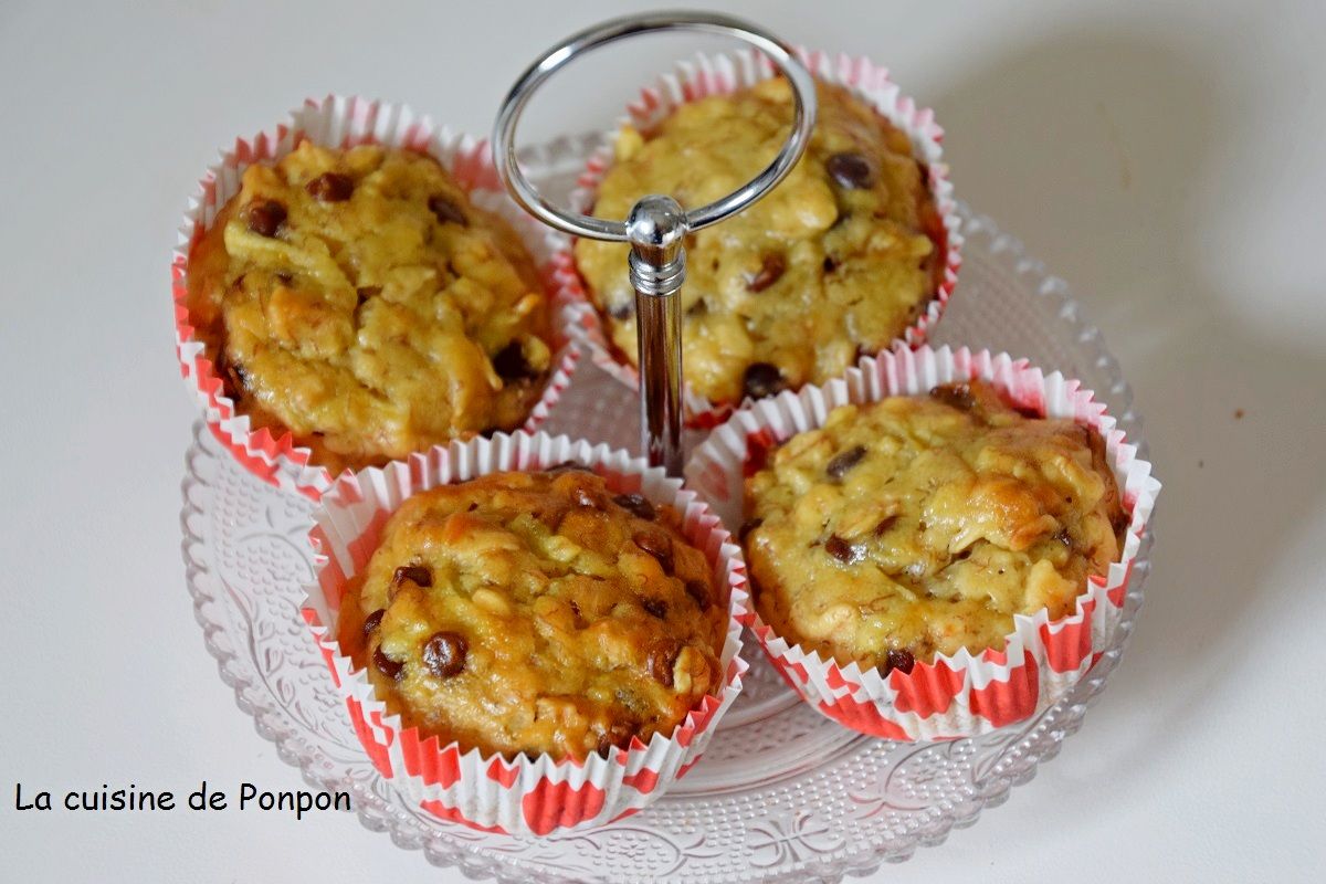 Muffin aux flocons d avoine banane pomme et pépites de chocolat