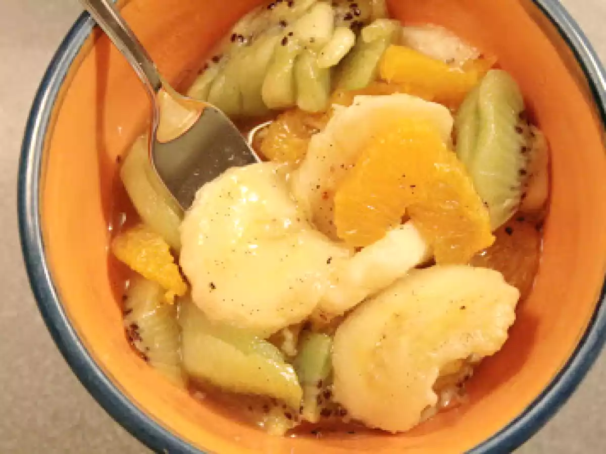 Papillotes de fruits au sirop de citron, vanille & rhum