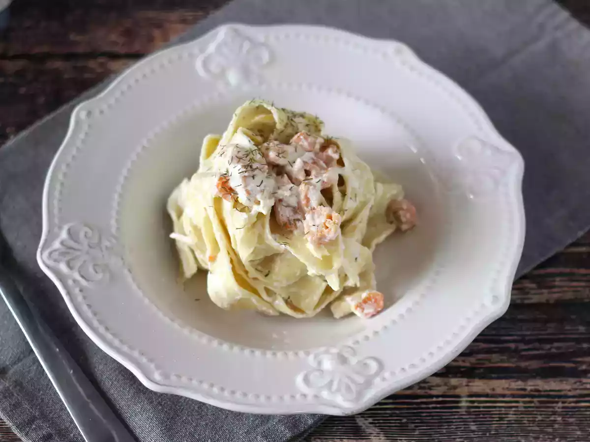 Pâtes crémeuse à la ricotta au saumon fumé - photo 3