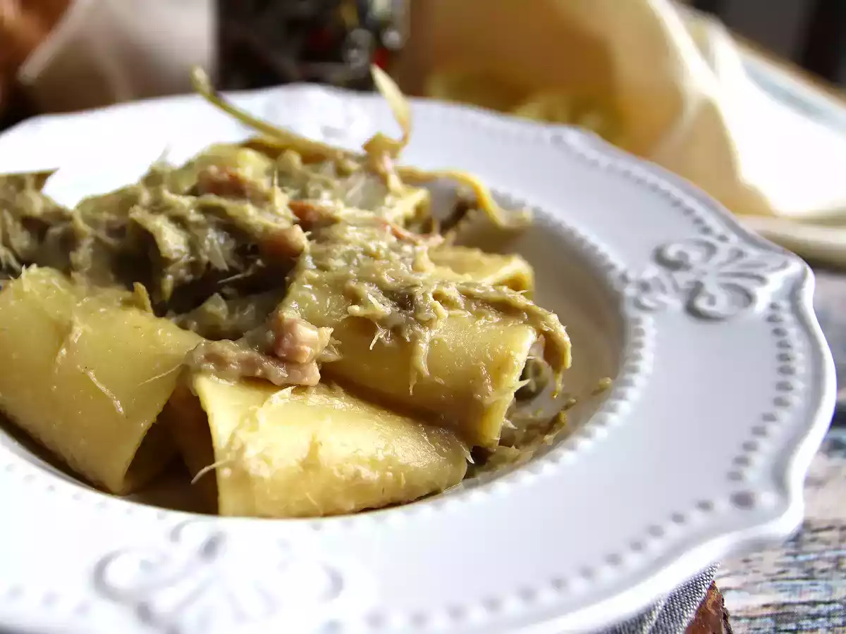 Pâtes paccheri aux artichauts et lardons - photo 4