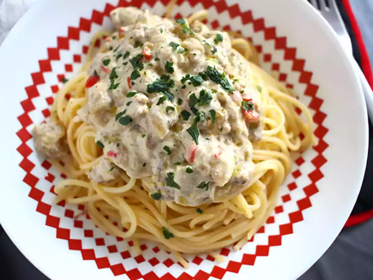Pâtes spaghetti au boeuf et aubergines