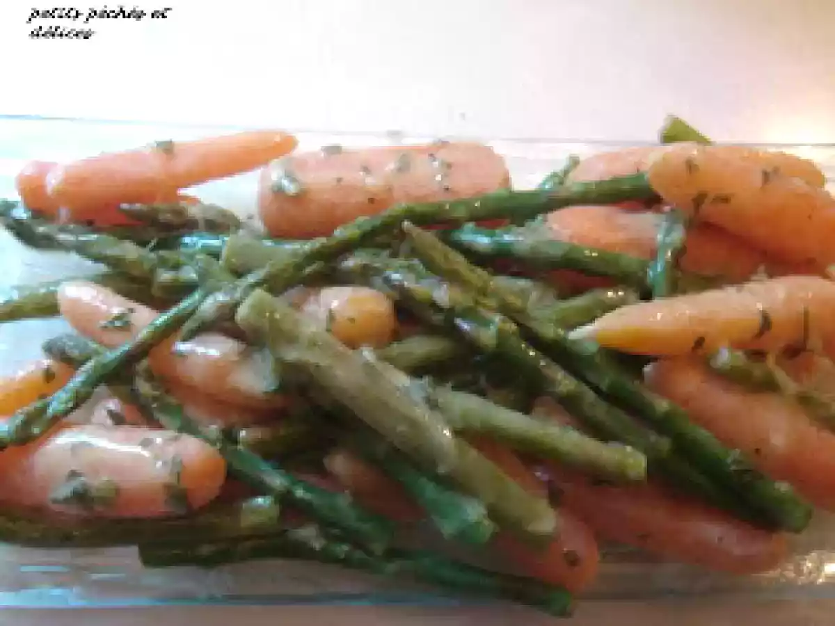 Petites carottes et asperges au miel et à la moutarde - photo 2
