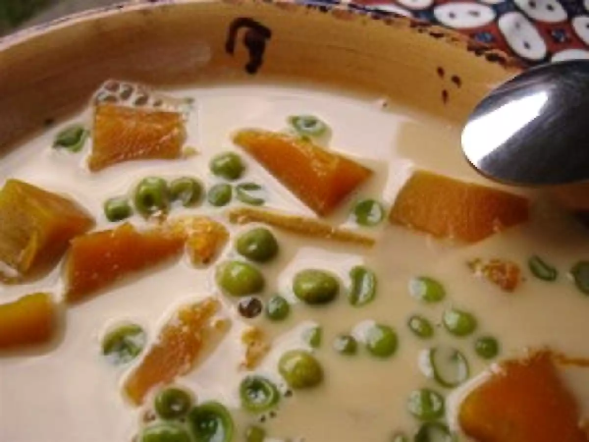 Potimarron, patate douce et petits pois en crème de coco - photo 2