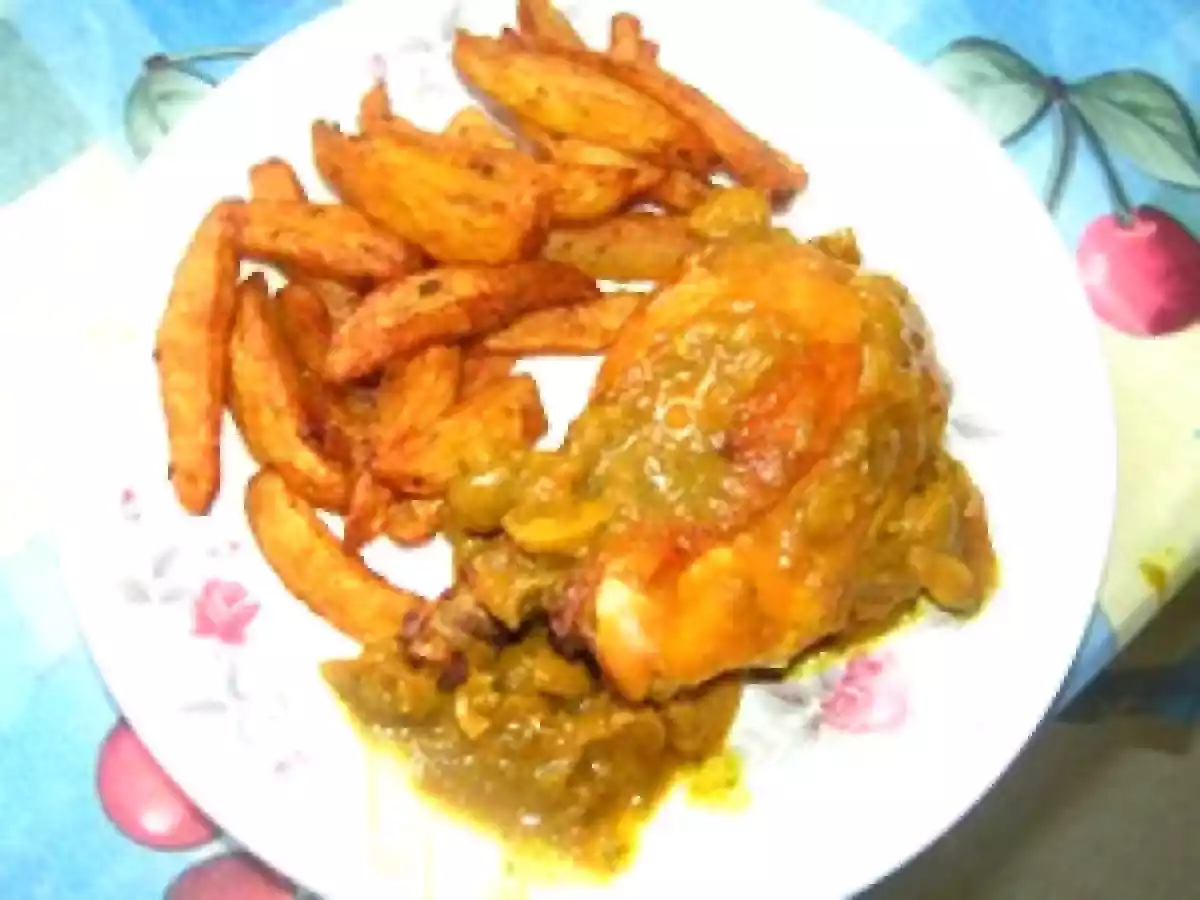 Poulet rôti aux champignons cuisiné à la marocaine + potatoes - photo 2