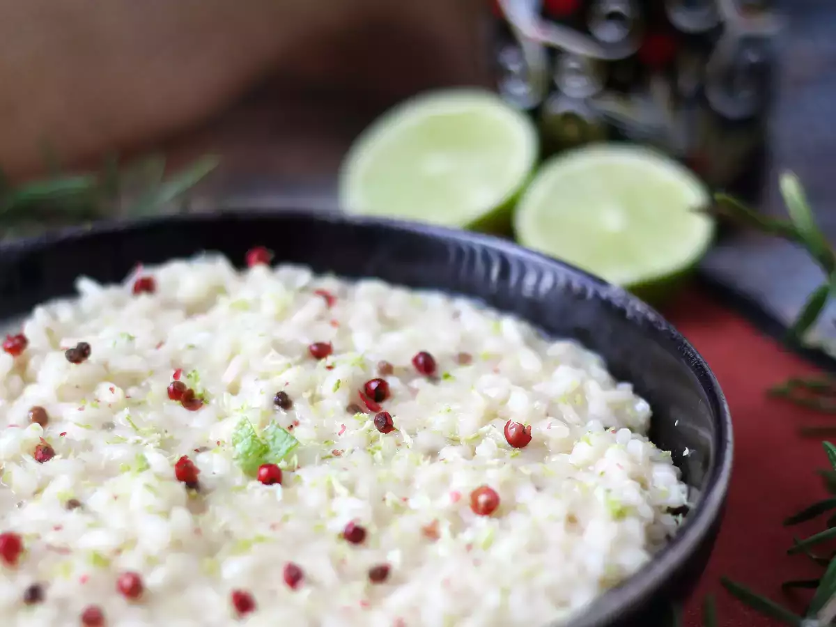 Risotto au citron vert et au poivre rose : une recette végétarienne raffinée - photo 2