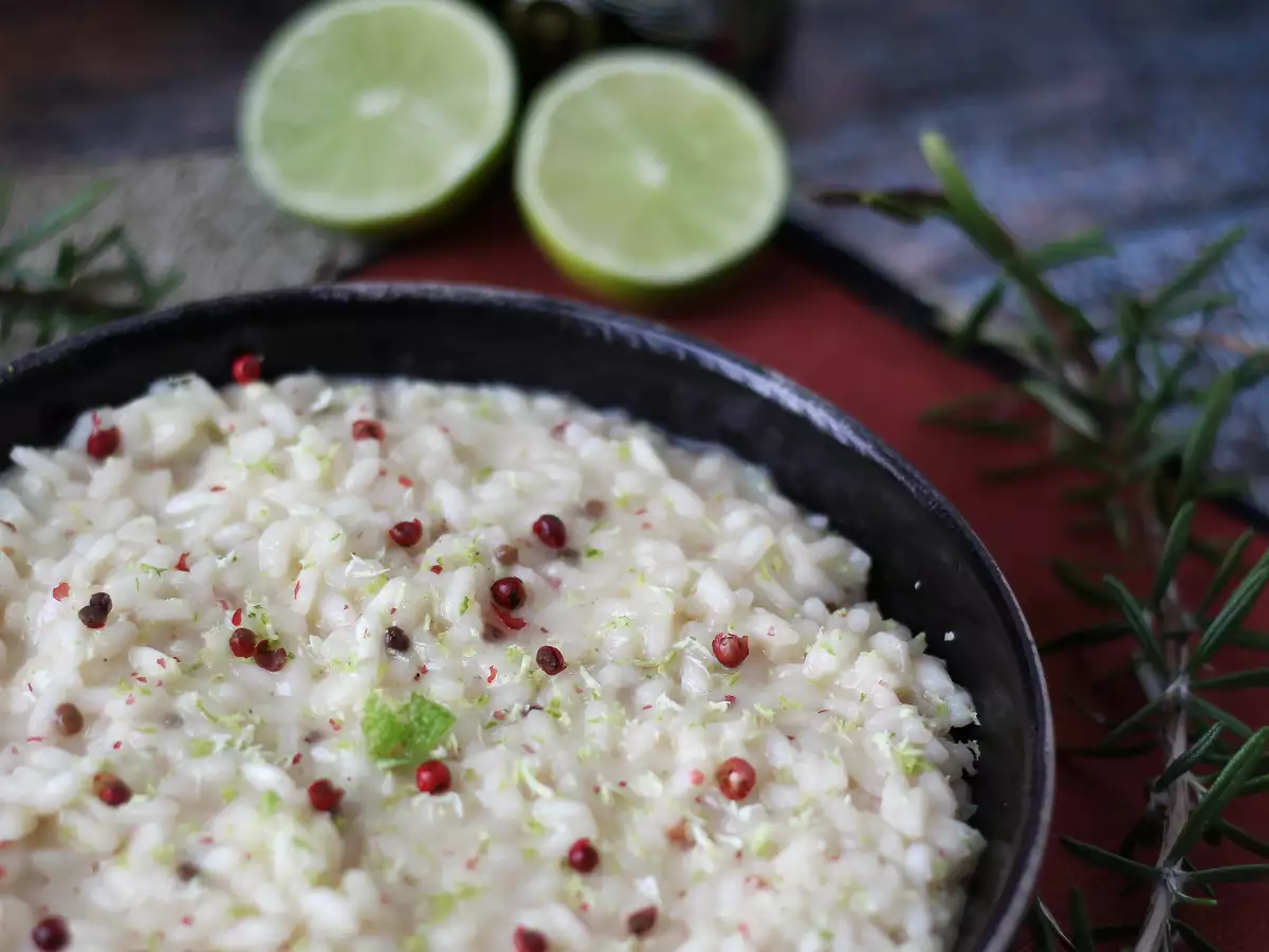 Risotto au citron vert et au poivre rose : une recette végétarienne raffinée - photo 5