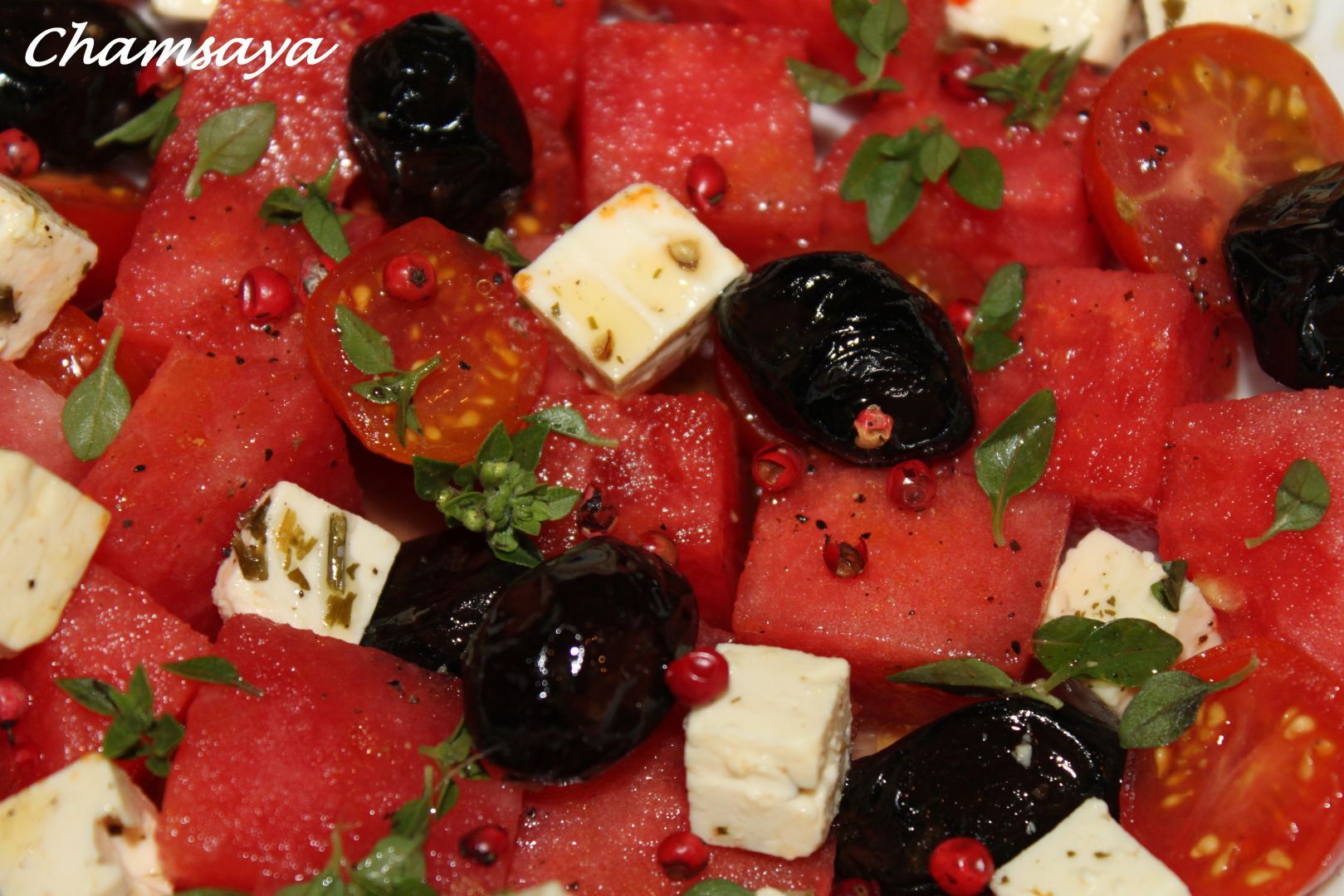 Salade Past Que Feta Tomates Cerises Et Baies Roses Recette Ptitchef