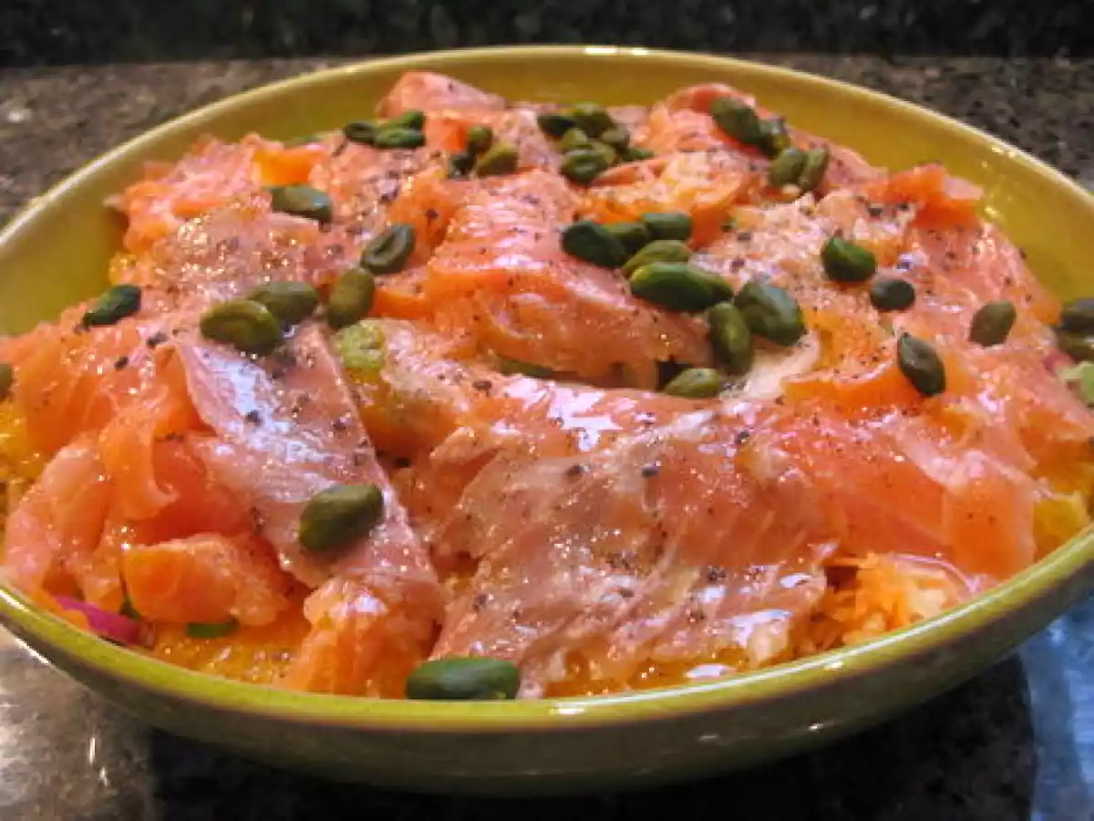 Saumon fumé maison et la petite salade orange qui en a découlé