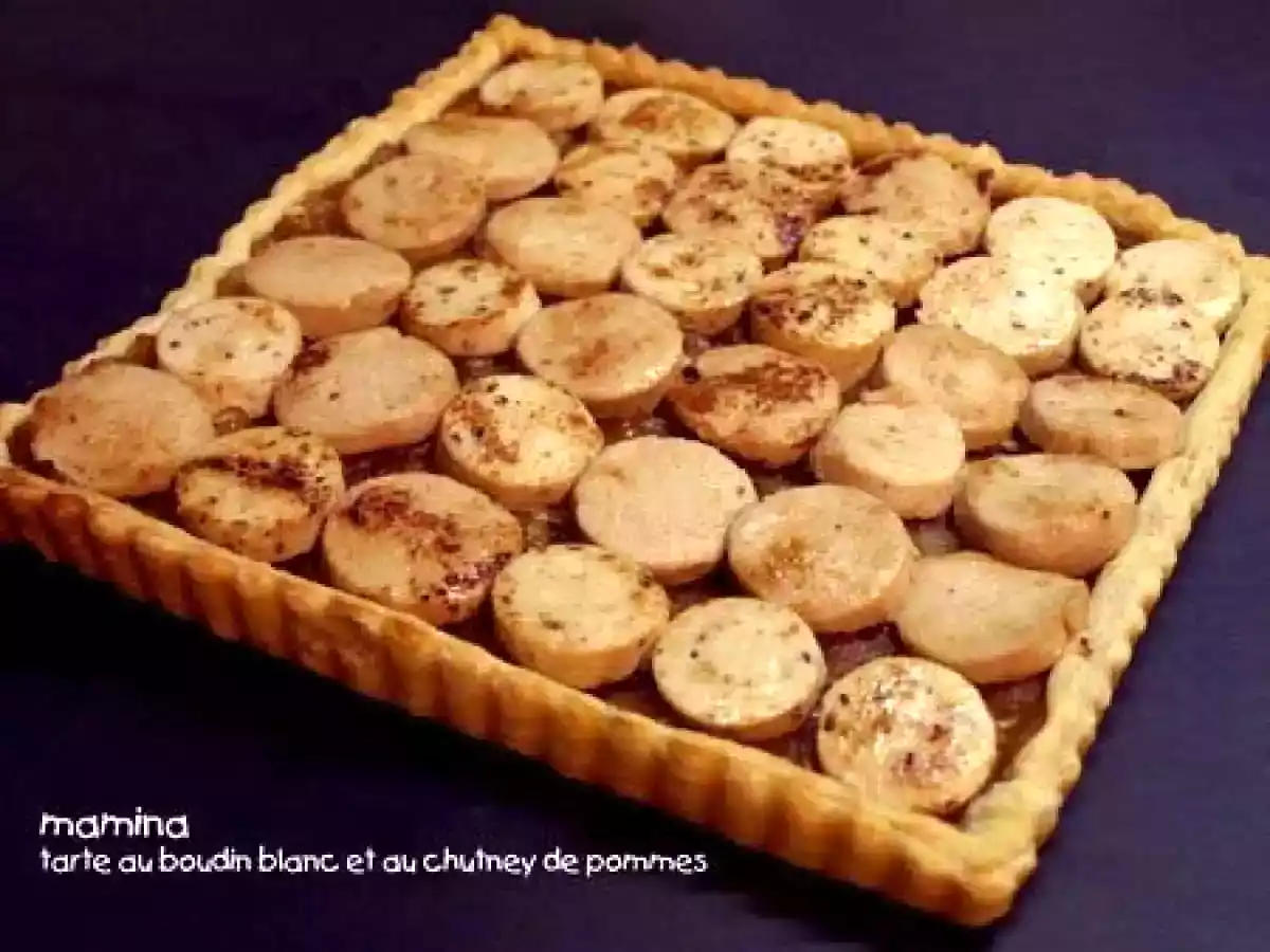 Tarte au boudin blanc, chutney aux pommes à la noix - photo 2