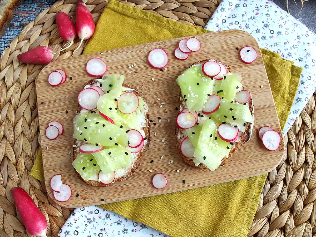 Tartines fromage frais concombre et radis - photo 5
