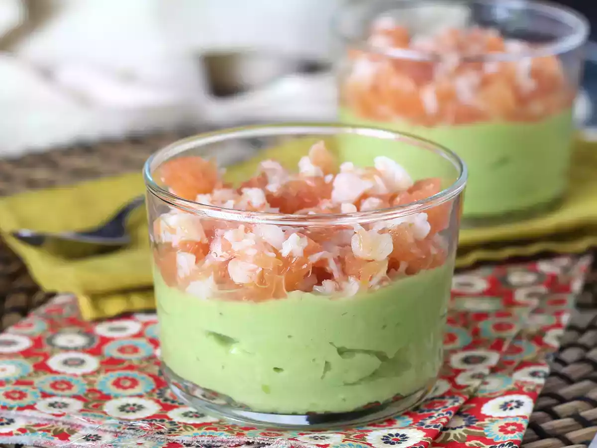 Verrines avocat, crevettes, pamplemousse hyper fraîches!