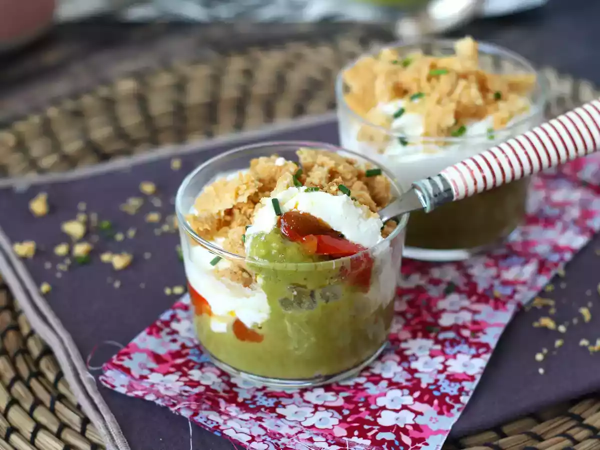 Verrines végétariennes: crème de petit pois, crumble de parmesan et crème au mascarpone - photo 8
