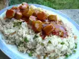 Recette Riz au poulet et saucisses au curry