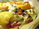 Recette Quiche aux poivrons, oignons et tomates sur feuille de