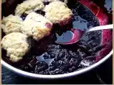 Recette Cobbler pêche myrtille et sorbet pêche