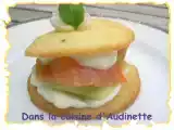 Recette Biscuits au parmesan et ses tagliatelles de saumon fumé et concombre