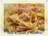 Recette Tagliatelles aux oeufs brouillés et aux lardons