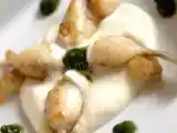 Recette Cuisses de grenouilles et purée de chou-fleur aux amandes et jus de persil
