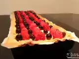 Recette Tarte au chocolat blanc, à la framboise et au cassis.