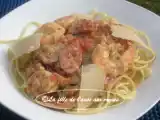 Recette Linguine de crevettes, pesto de vin blanc et chorizo