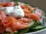 Recette Salade de saumon fumé, concombre et coeurs de palmier