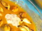 Recette Velouté de potimarron aux moules de bouchot et crème d'échalotes