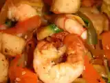 Recette Wok de crevettes et pétoncles aux légumes sautés