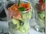 Recette Verrine saumon fumée, avocat et yaourt au wasabi