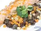 Recette Lentilles beluga, saumon et petits légumes