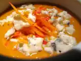 Recette Velouté de potimarron aux châtaignes, potimarron râpé et miettes de roquefort
