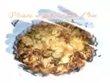 Recette Tarte aux oignons, courgettes, poulet mariné et fromage de chèvre et de brebis