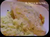 Recette Filet de panga sur fondue de légumes et son riz en sauce