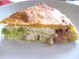 Recette Plat: tourte poulet, bacon, poireaux, crème et fromage